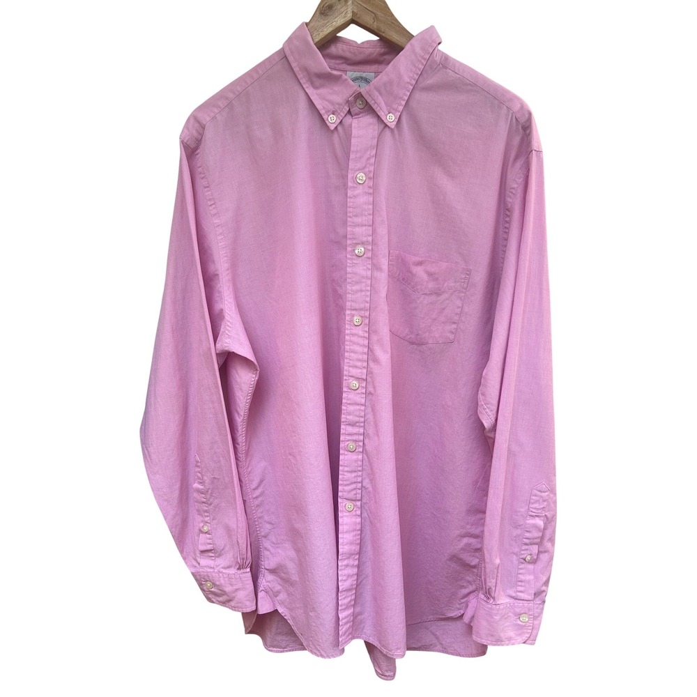 Brooks Brothers Mens Slim Fit Pink Cotton Button Down Original‎ Polo Shirt Large